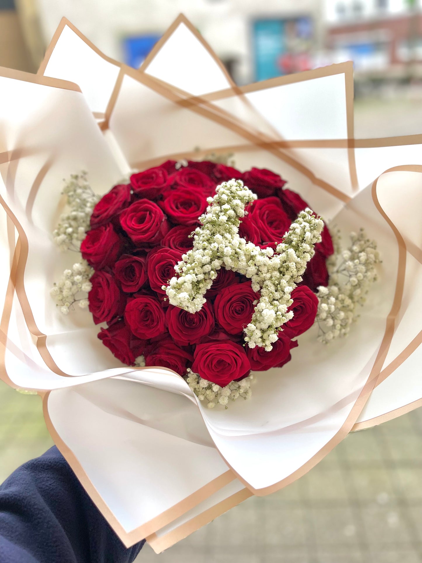 Luxury Rote Rosen (60cm) mit Buchstabe