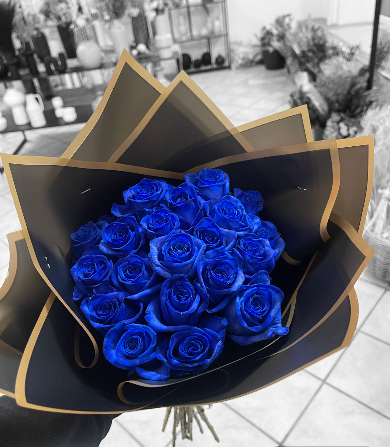 Luxury Blaue Rosen mit Edler Verpackung