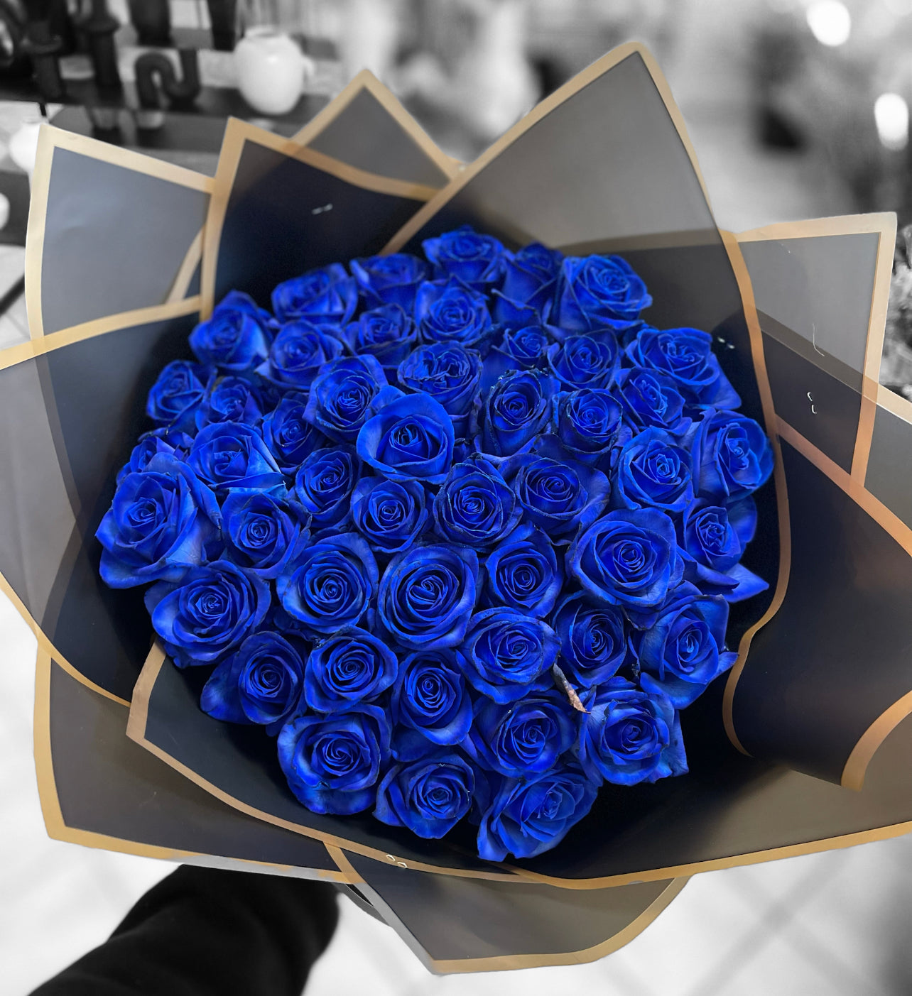 Luxury Blaue Rosen mit Edler Verpackung