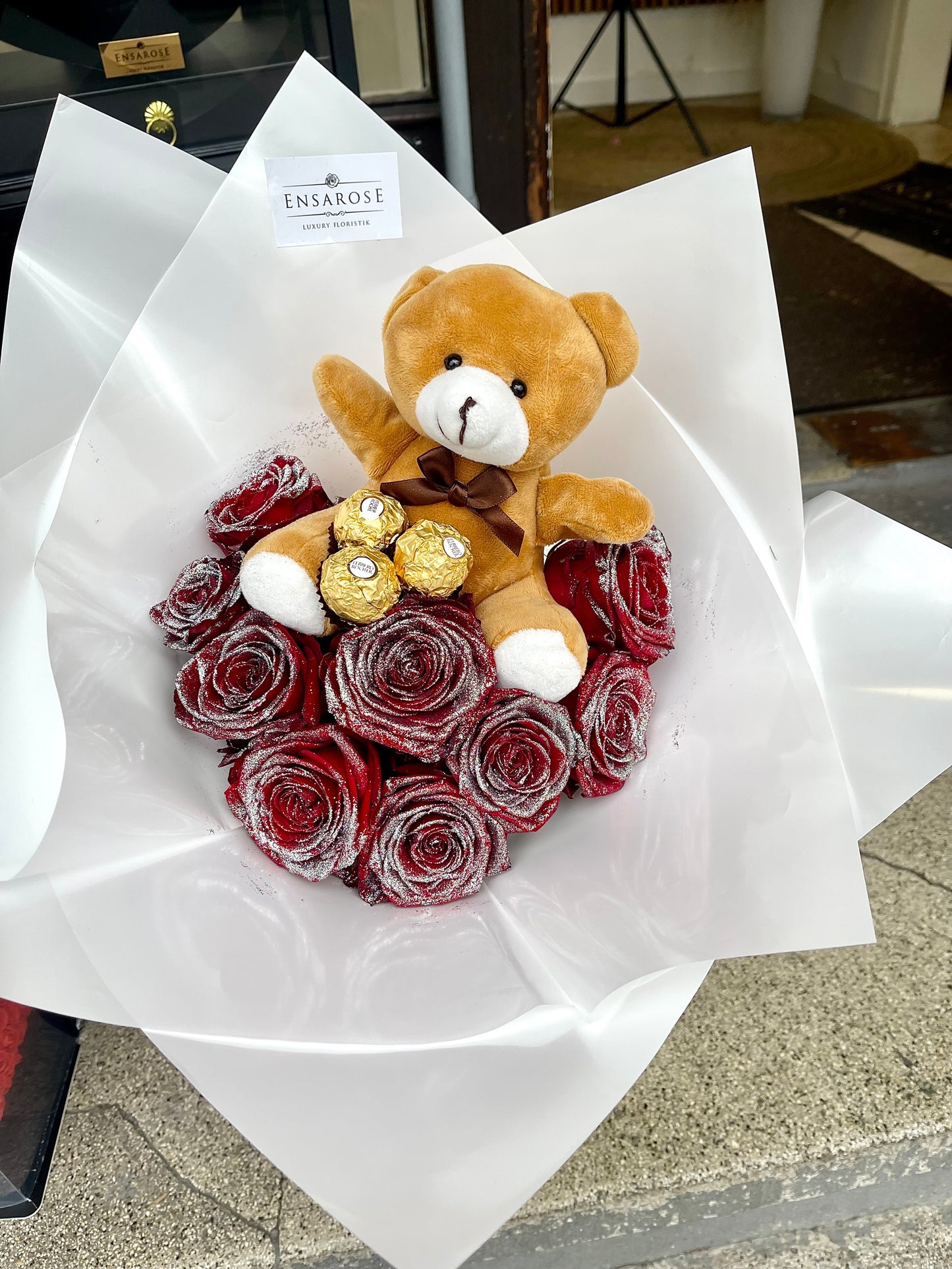 Sweet Glitzer Rosen mit Teddy