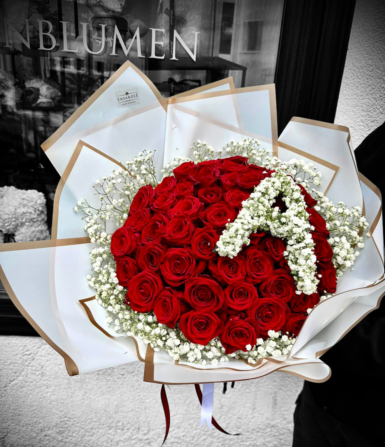 Luxury Rote Rosen (60cm) mit Buchstabe