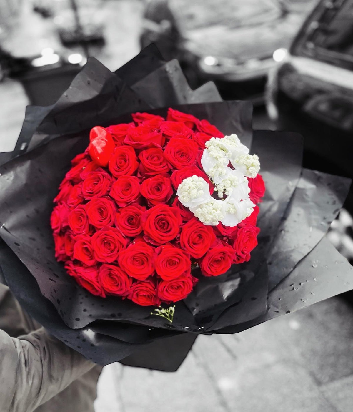 Luxury Rote Rosen (60cm) mit Buchstabe